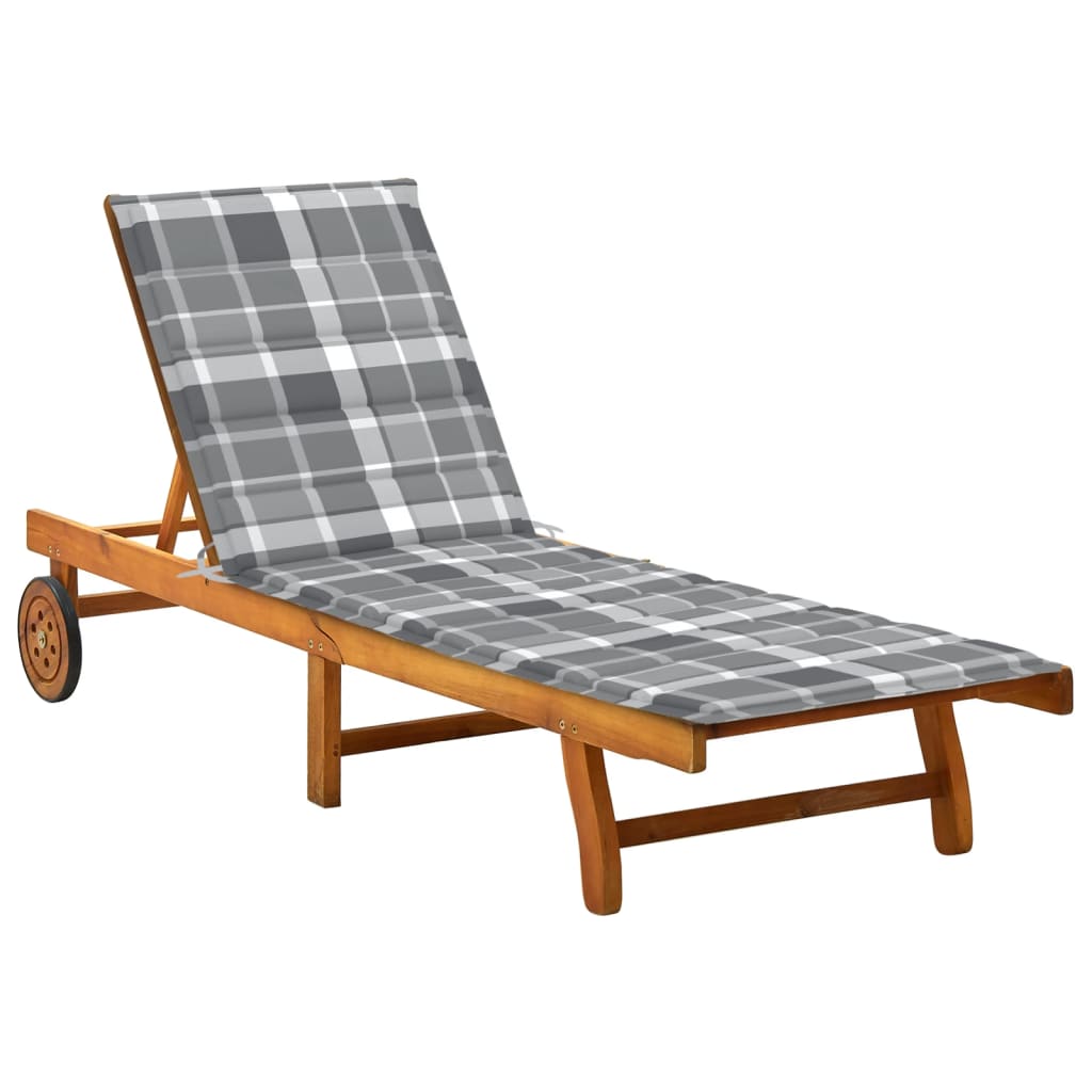 2-Person Patio Sun Lounger With Cushions Solid Acacia Wood
