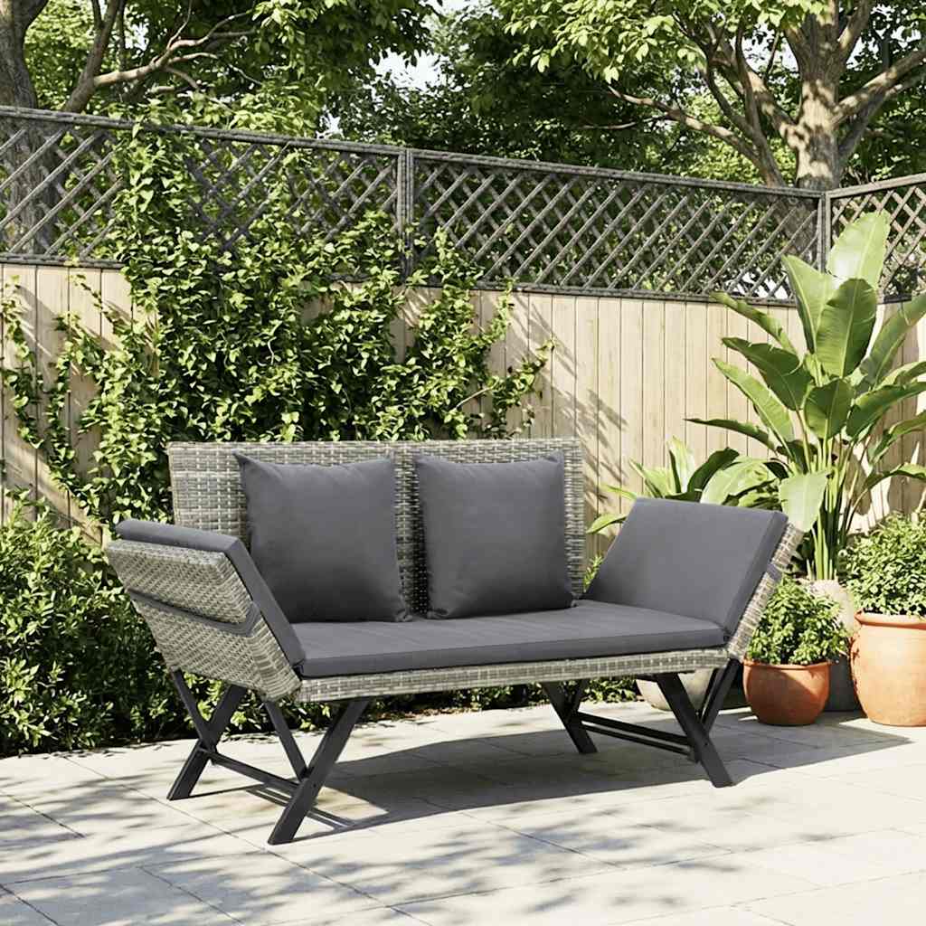 Garden Bench With Cushions 176 Cm Poly Rattan