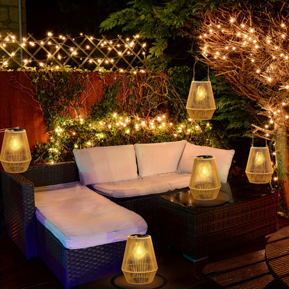 Handmade Solar Rattan Hanging Lanterns, Bohemian Style, 1–4 Pack