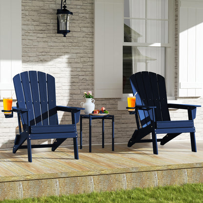Folding Adirondack Chair, HDPE, All-Weather, Built-In Cup Holder