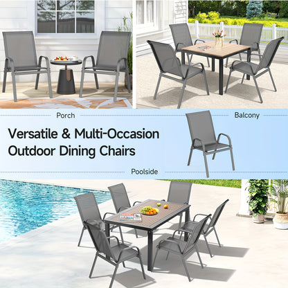Outdoor Patio Dining Chairs, Textilene, High Back, Set of 2–6