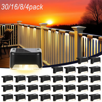 Solar Step & Stair Lights, Warm White LED, 4–30 Pack