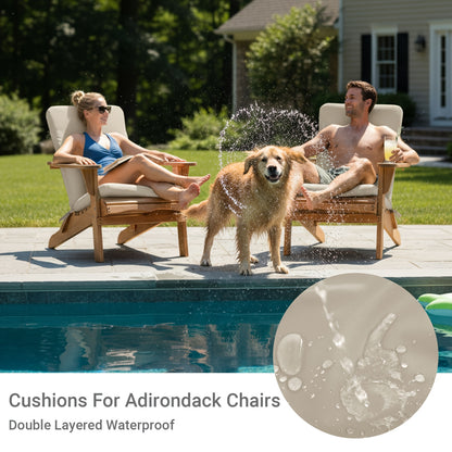 Adirondack Chair Cushion with Ties, Weatherproof, 2" Thick, Cream