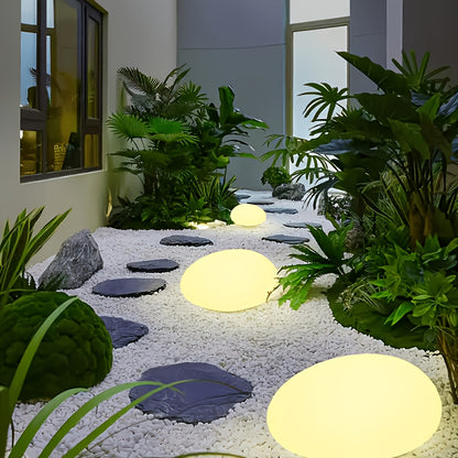 Solar Luminous Pebble Garden Lights, 4-Pack, Warm or White