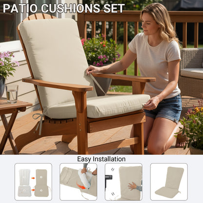 Adirondack Chair Cushion with Ties, Weatherproof, 2" Thick, Cream
