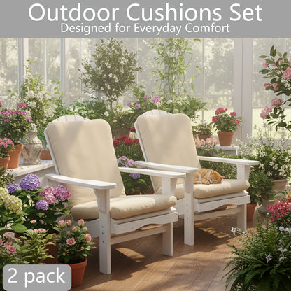 Adirondack Chair Cushion with Ties, Weatherproof, 2" Thick, Cream