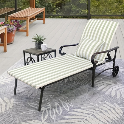 Outdoor Chaise Lounge Cushion, Striped, Waterproof, 72" × 21"