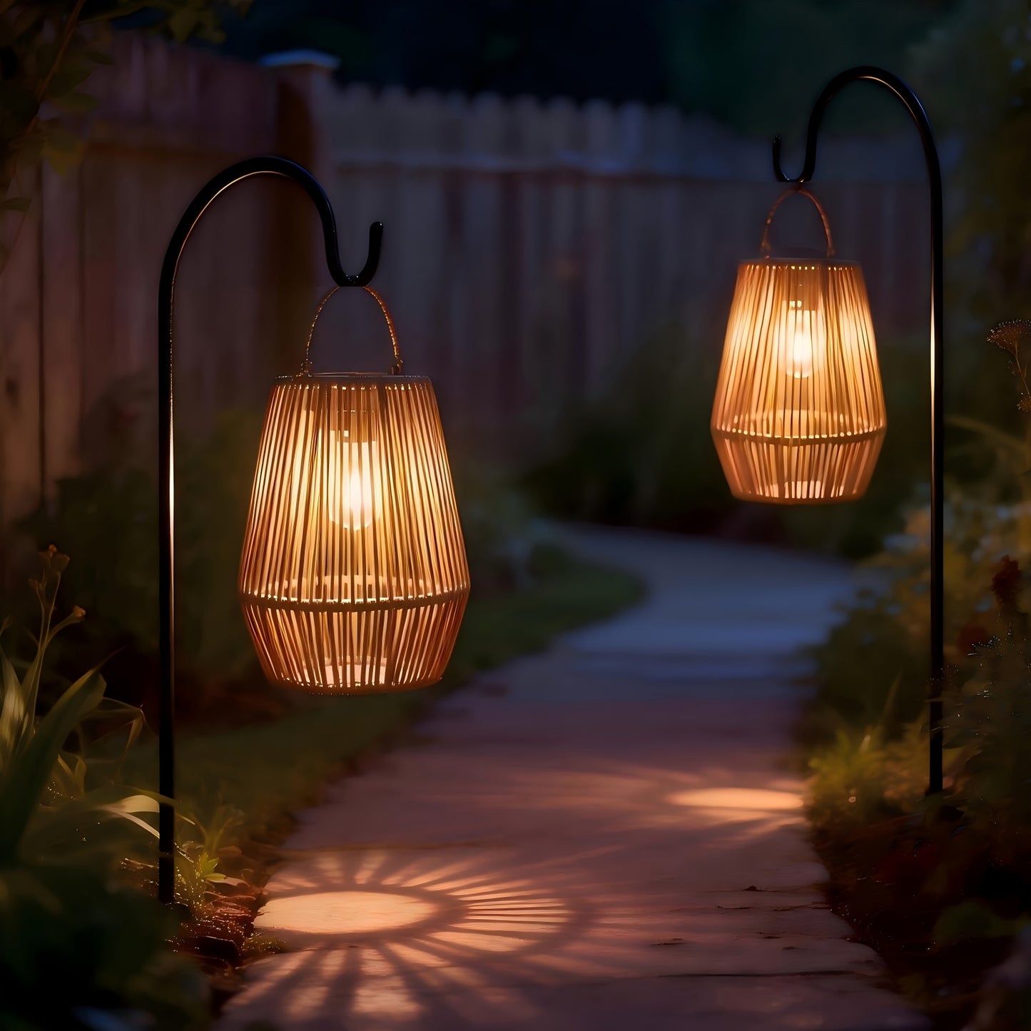 Handmade Solar Rattan Hanging Lanterns, Bohemian Style, 1–4 Pack