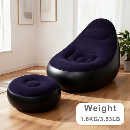 Inflatable Outdoor Lounge Chair & Footstool, Portable, Heavy-Duty