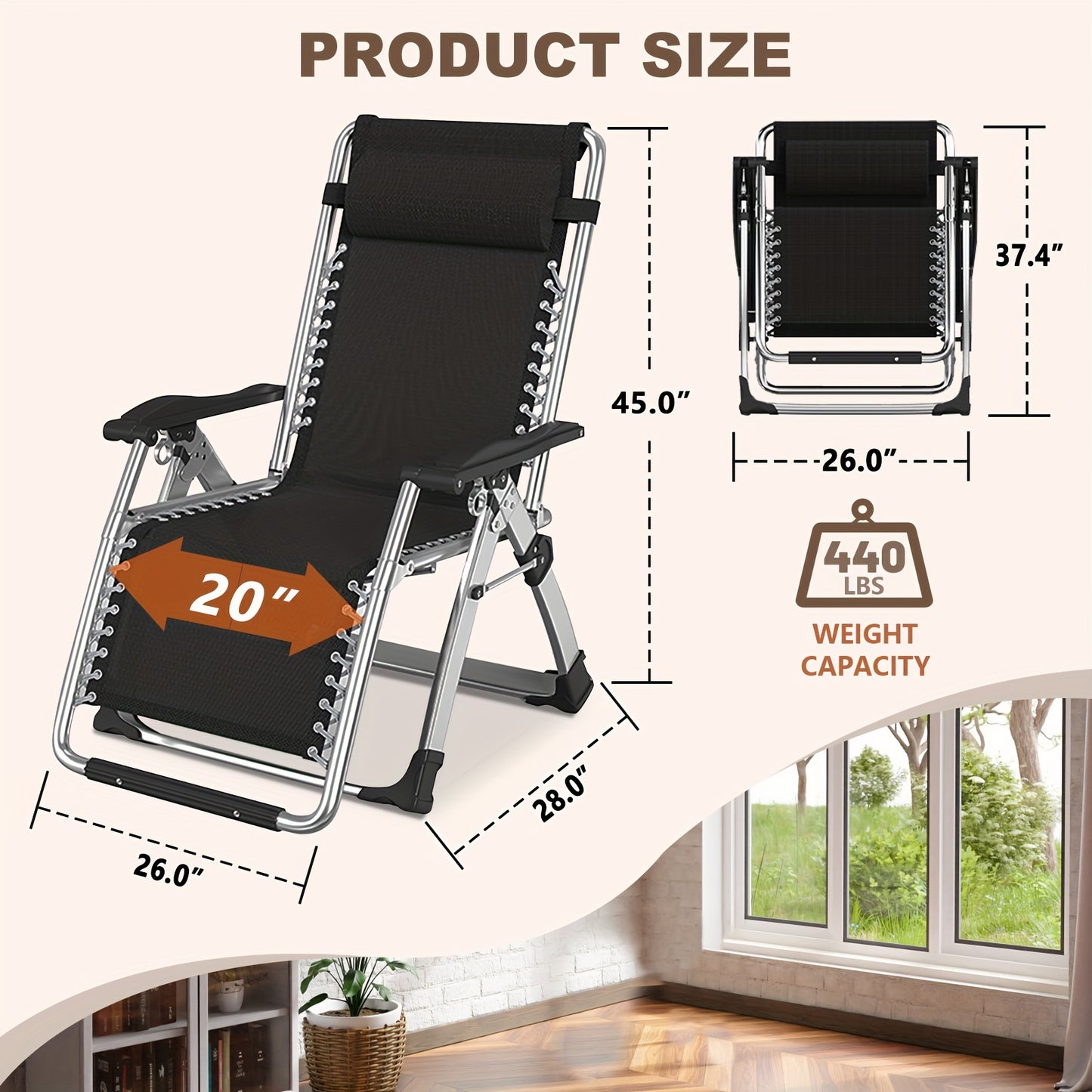 Zero Gravity Reclining Patio Chair, Folding, Cup Holder, Cushioned