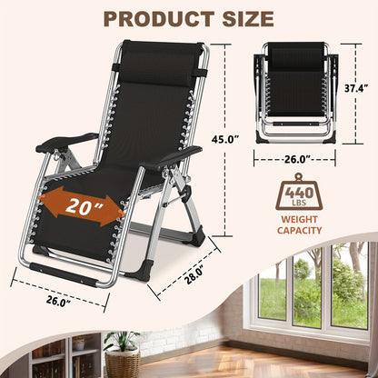Zero Gravity Reclining Patio Chair, Folding, Cup Holder, Cushioned