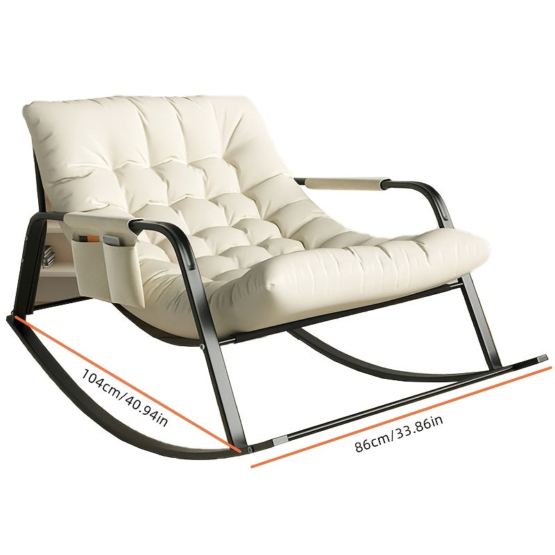 Oversized Metal Rocking Lounge Chair, High Back, Thick Cushion