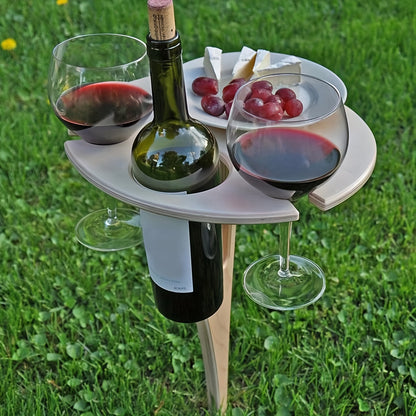 Folding Outdoor Wine Rack Table, Portable Wood, Beach & Camping