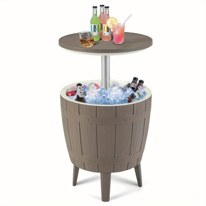 3-in-1 Metal Cooler Bar Table, 10 Gallon, Telescopic Top, Rust-Resistant