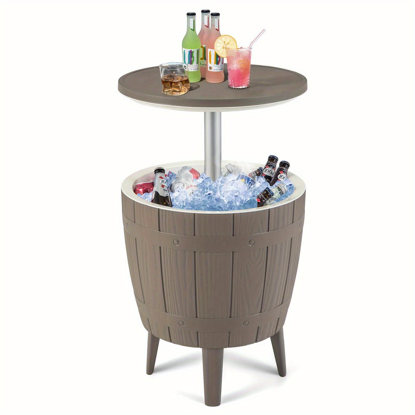 3-in-1 Metal Cooler Bar Table, 10 Gallon, Telescopic Top, Rust-Resistant