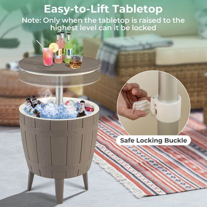 3-in-1 Metal Cooler Bar Table, 10 Gallon, Telescopic Top, Rust-Resistant