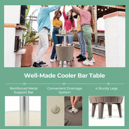 3-in-1 Metal Cooler Bar Table, 10 Gallon, Telescopic Top, Rust-Resistant