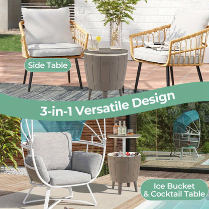 3-in-1 Metal Cooler Bar Table, 10 Gallon, Telescopic Top, Rust-Resistant