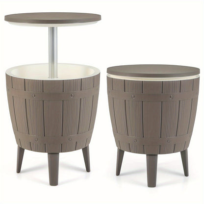 3-in-1 Metal Cooler Bar Table, 10 Gallon, Telescopic Top, Rust-Resistant