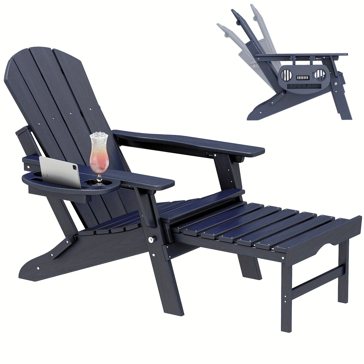 HDPE Adirondack Chair with Ottoman, Adjustable, All-Weather