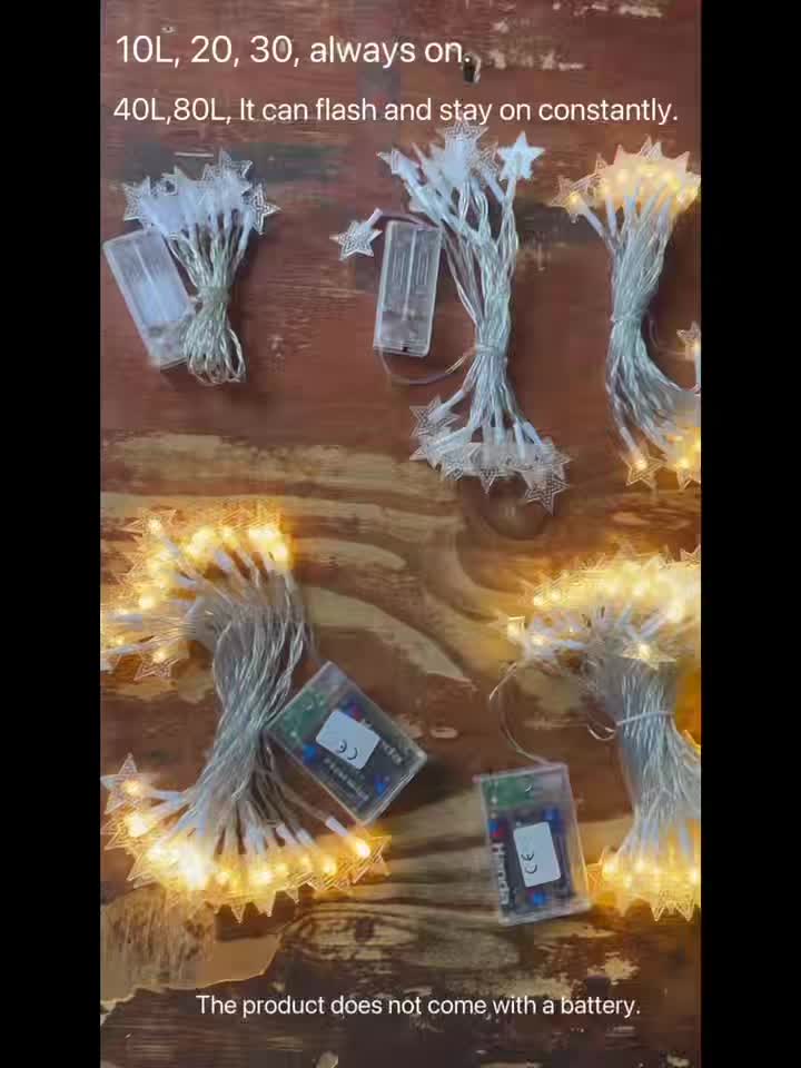 LED Star Fairy String Lights, Battery Powered, Warm White