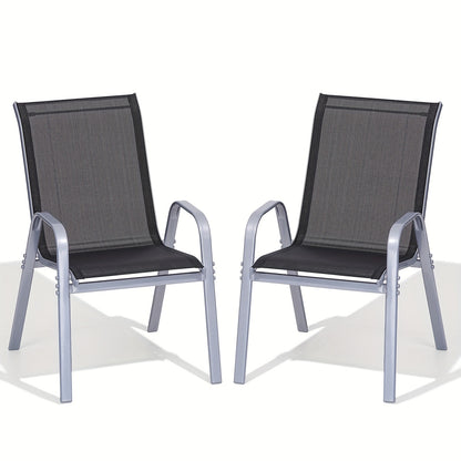 Outdoor Patio Dining Chairs, Textilene, High Back, Set of 2–6