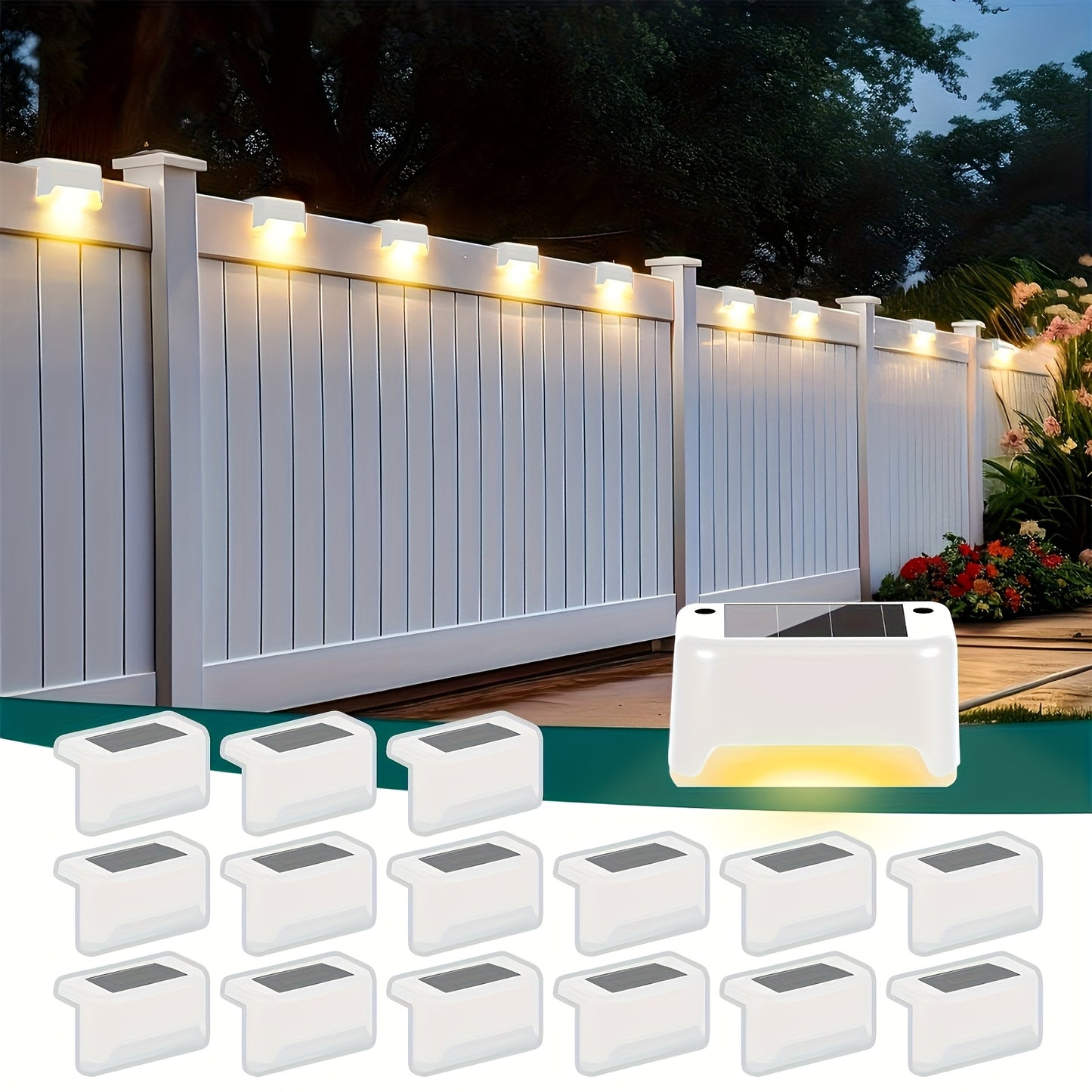 Solar LED Deck Lights, Auto On/Off, 12-Hour Runtime, Multi-Pack