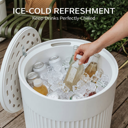 3-in-1 HDPE Outdoor Cooler Side Table, 24-Can Capacity, Portable