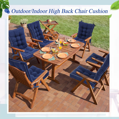 High-Back Outdoor Chair Cushions with Ties, Waterproof, 4-Pack