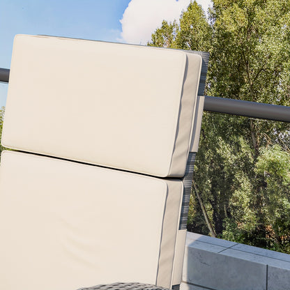 Wicker Outdoor Recliner, Lay-Flat, Flip Table, Push-Back Design