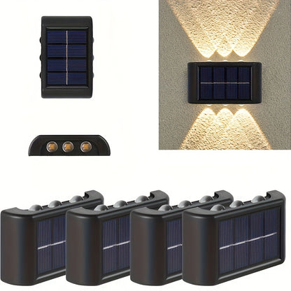 Solar LED Wall Sconces, Up/Down Light, IP44 Waterproof, 4-Pack
