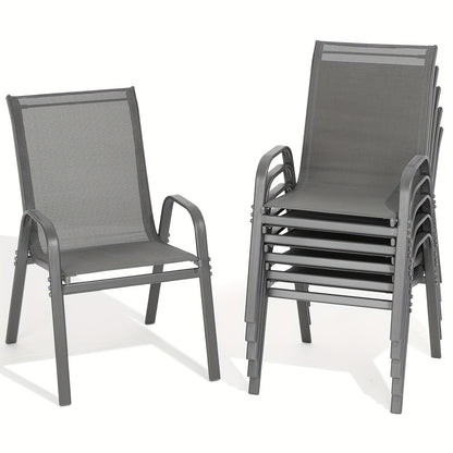 Outdoor Patio Dining Chairs, Textilene, High Back, Set of 2–6