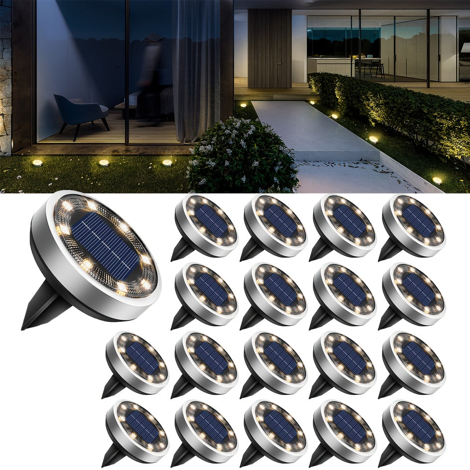 Solar In-Ground Garden Lights, 8 LEDs, IP44, 4–24 Pack