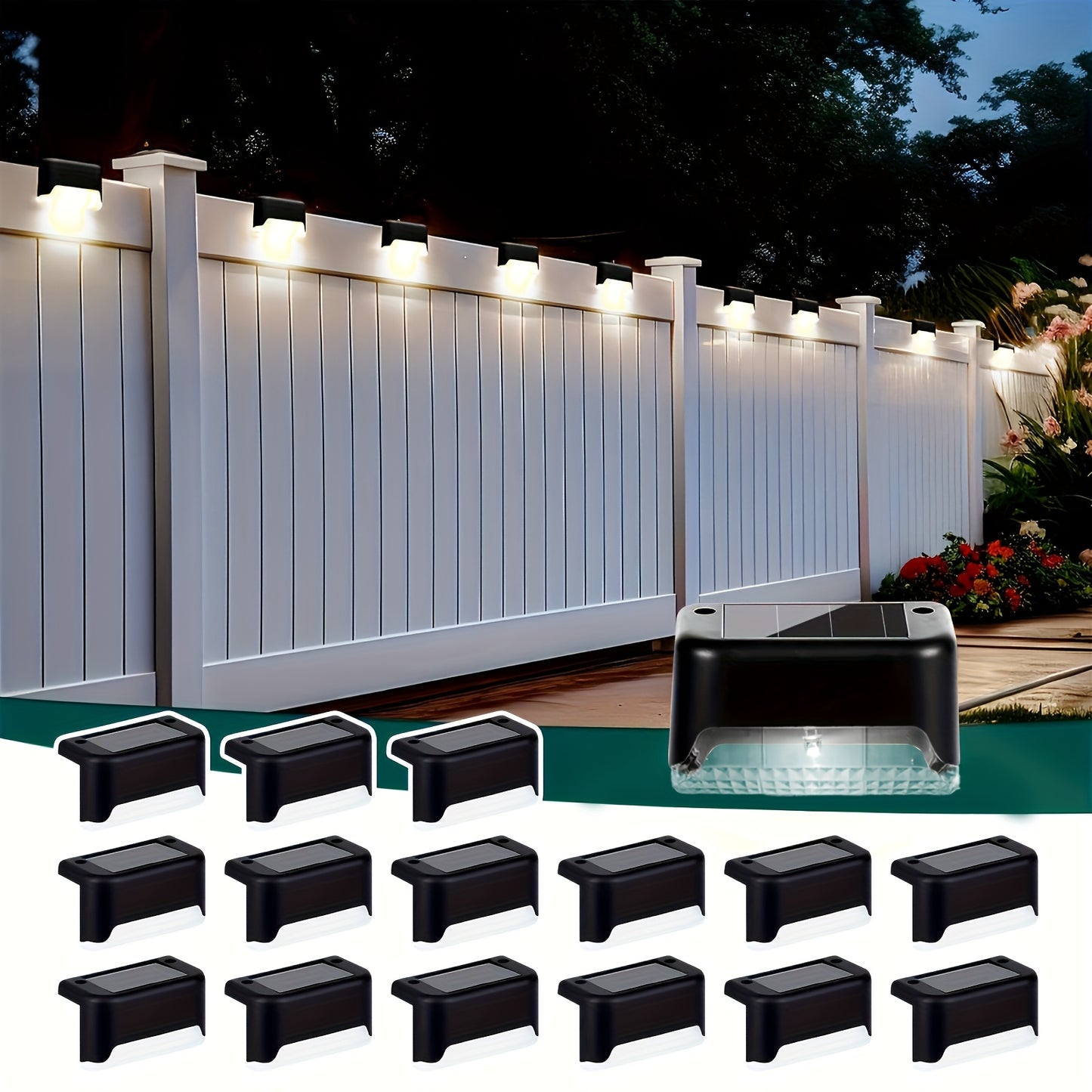 Solar Step & Stair Lights, Warm White LED, 4–30 Pack