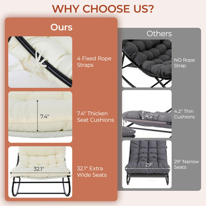 Papasan Rocking Chair with Ottoman, Metal Frame, Cushioned