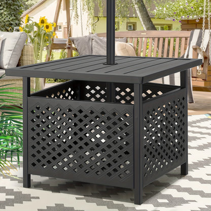 Metal Patio Side Table with Umbrella Hole, All-Metal, Outdoor