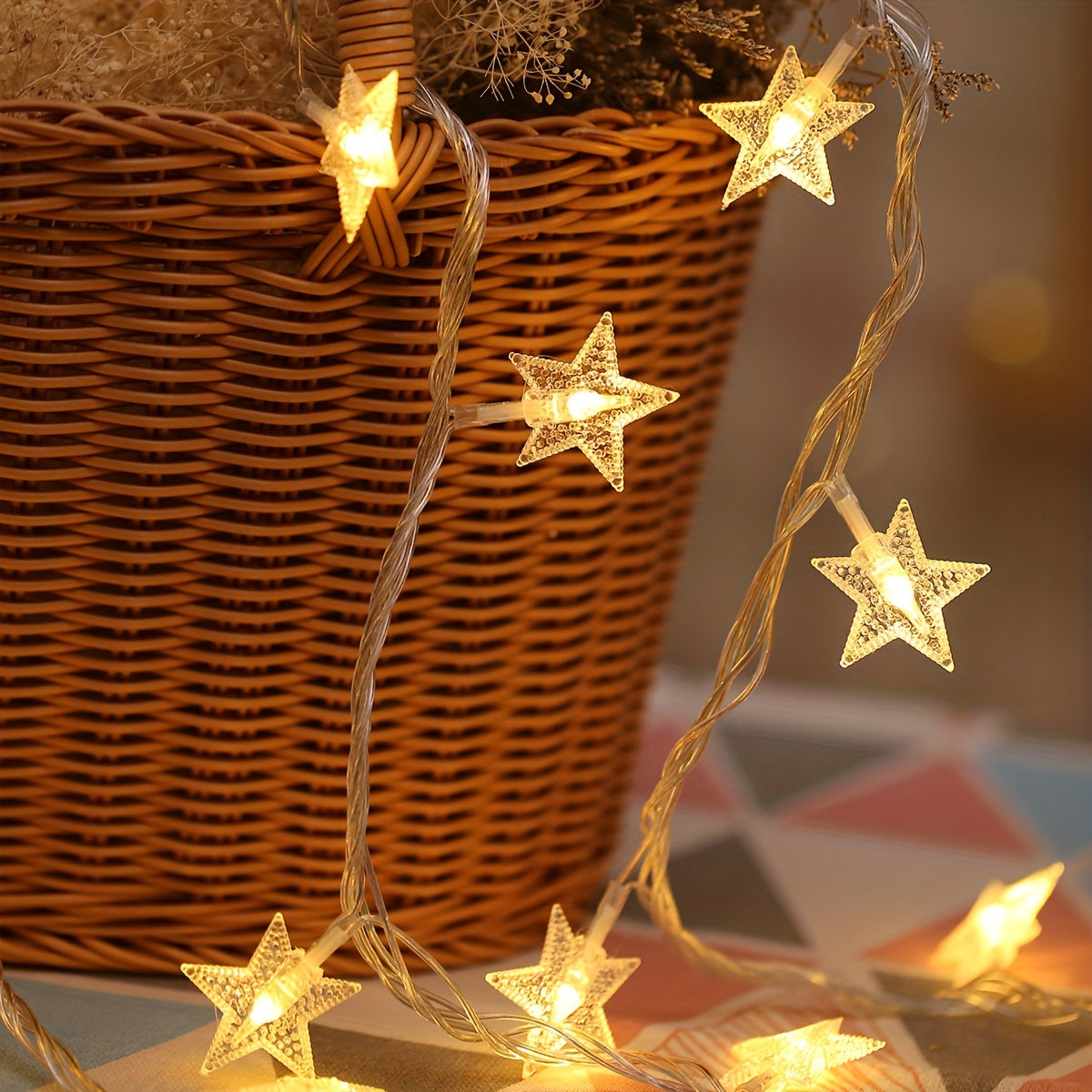 LED Star Fairy String Lights, Battery Powered, Warm White