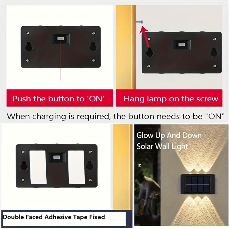 Solar Outdoor Wall Lights, Auto On/Off Sensor, IP44, 4-Pack