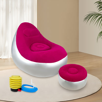 Inflatable Outdoor Lounge Chair & Footstool, Portable, Heavy-Duty