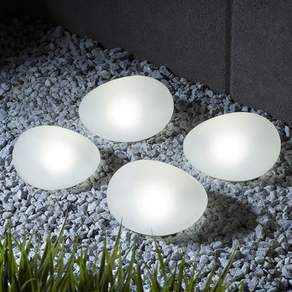 Solar Luminous Pebble Garden Lights, 4-Pack, Warm or White
