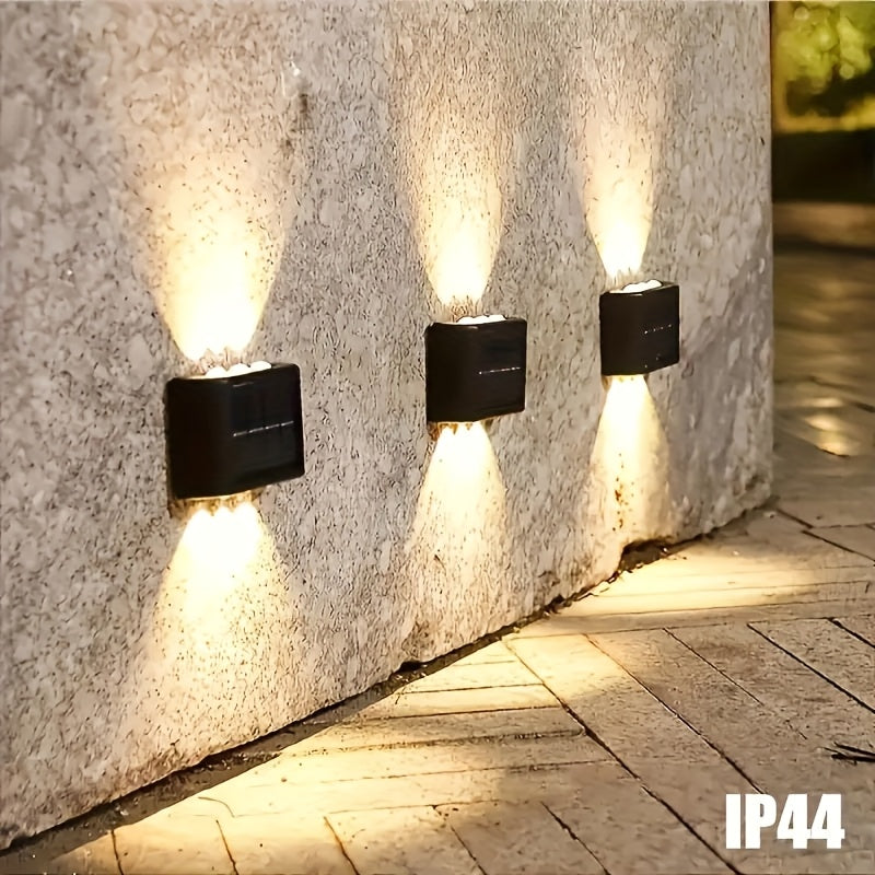 Solar LED Wall Sconces, Up/Down Light, IP44 Waterproof, 4-Pack