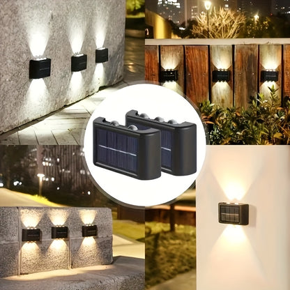 Solar LED Wall Sconces, Up/Down Light, IP44 Waterproof, 4-Pack