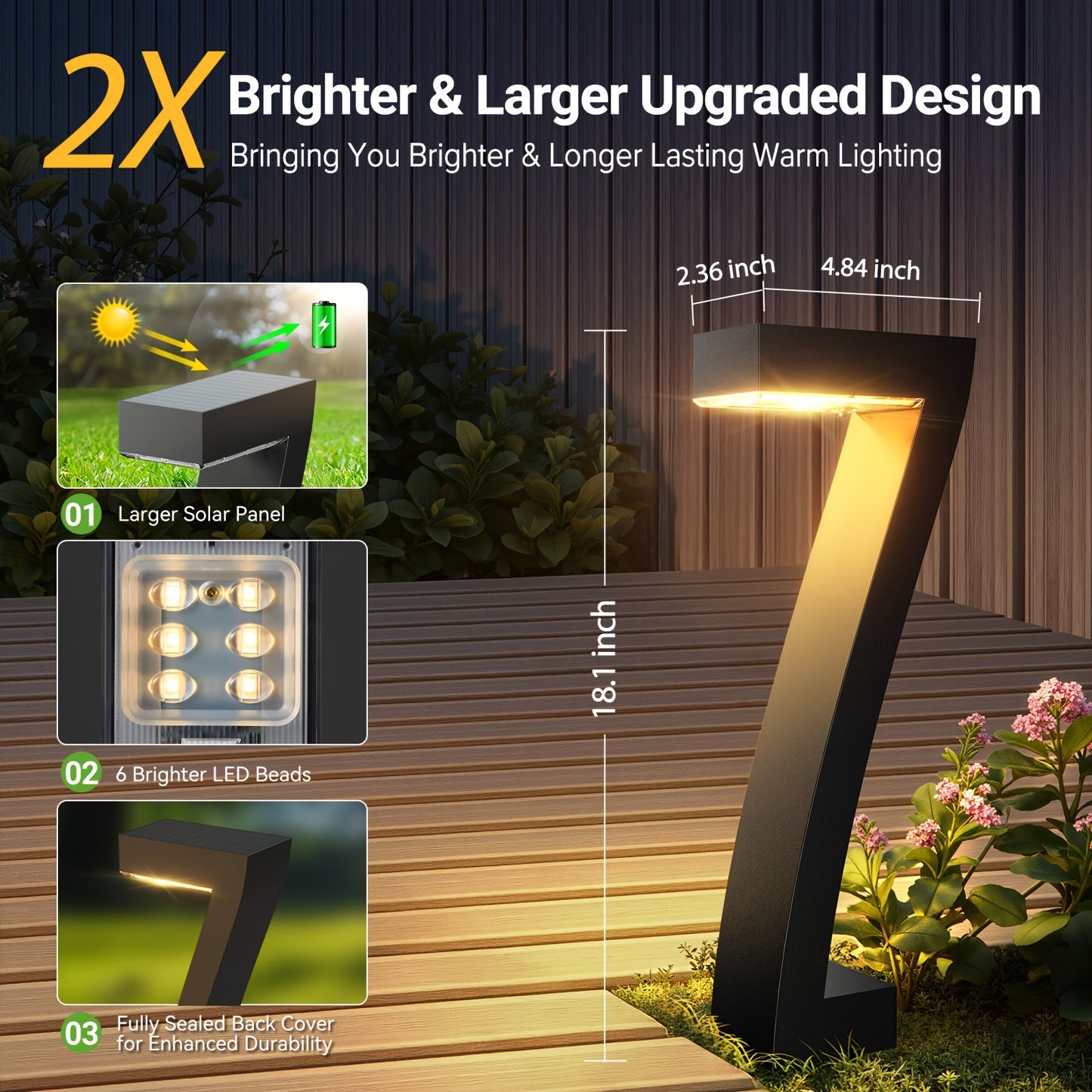 Solar Pathway Lights, IPX5, Bright LED, 4, 6 or 8-Pack