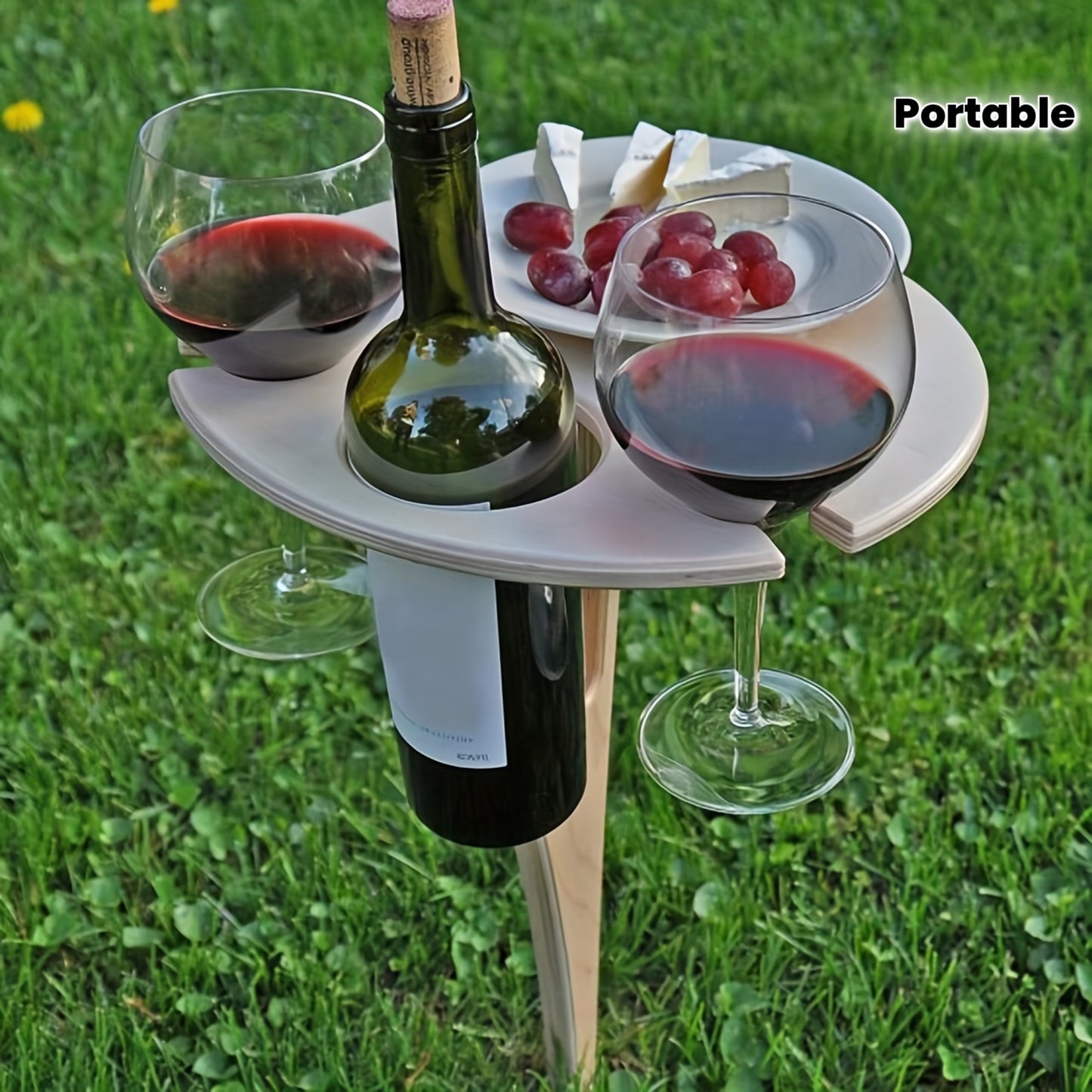 Folding Outdoor Wine Rack Table, Portable Wood, Beach & Camping