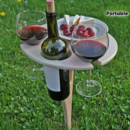Folding Outdoor Wine Rack Table, Portable Wood, Beach & Camping
