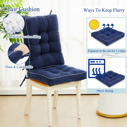 High-Back Outdoor Chair Cushions with Ties, Waterproof, 4-Pack