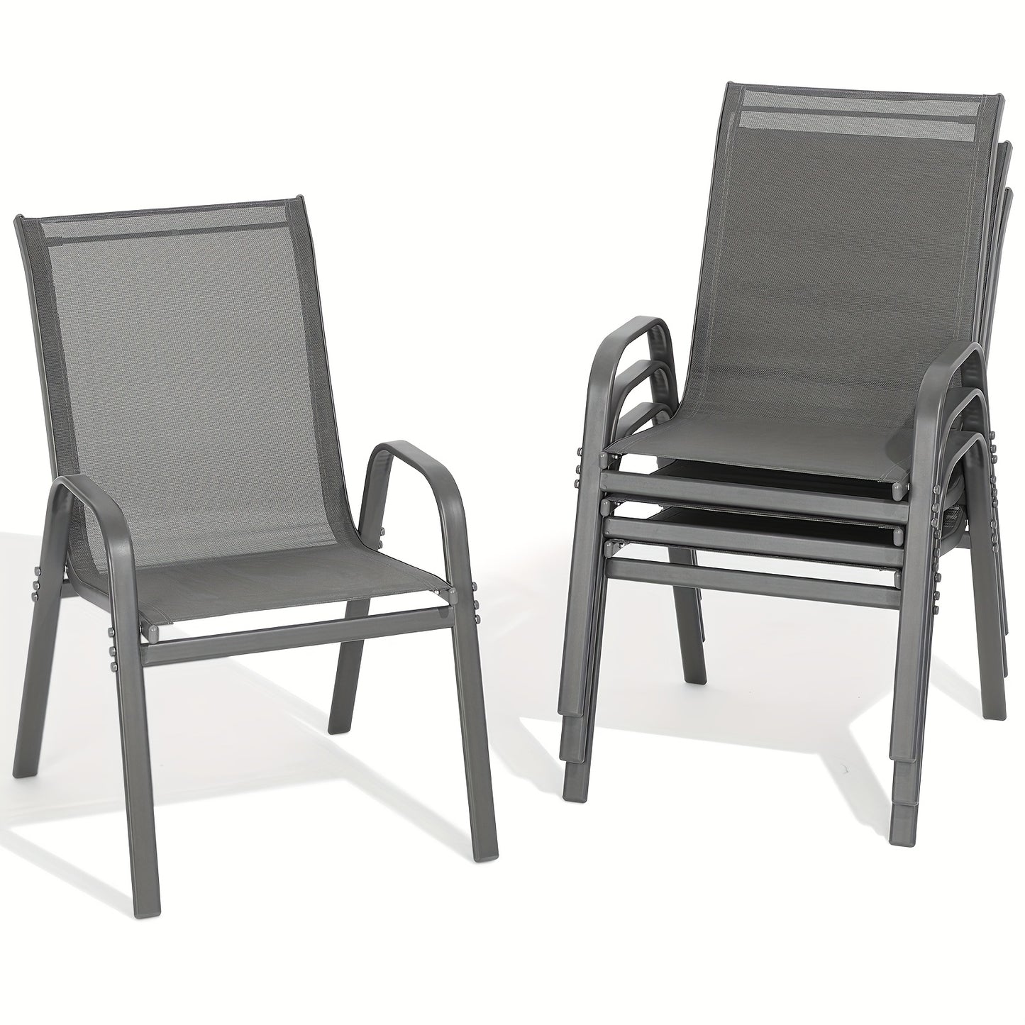 Outdoor Patio Dining Chairs, Textilene, High Back, Set of 2–6