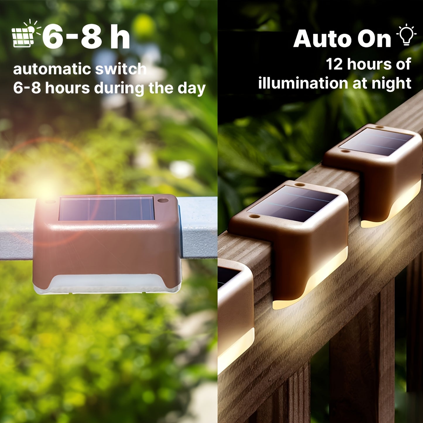 Solar LED Deck Lights, Auto On/Off, 12-Hour Runtime, Multi-Pack
