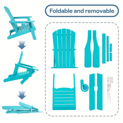 Folding Adirondack Chair, HDPE, All-Weather, Built-In Cup Holder