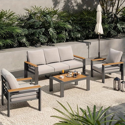 Aluminium Outdoor Patio Furniture Set with Cushions, 4–7 Seats